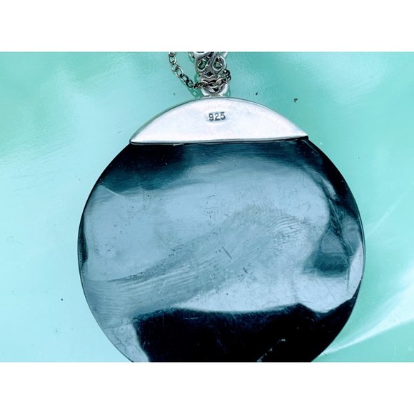 Vintage Abalone Shell Pendant 925 Silver With Elephant BOHO - Picture 5 of 9